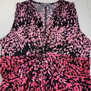 My Collection Maxi Dress Size XL Pink Black Sleeveless Geometric 1485